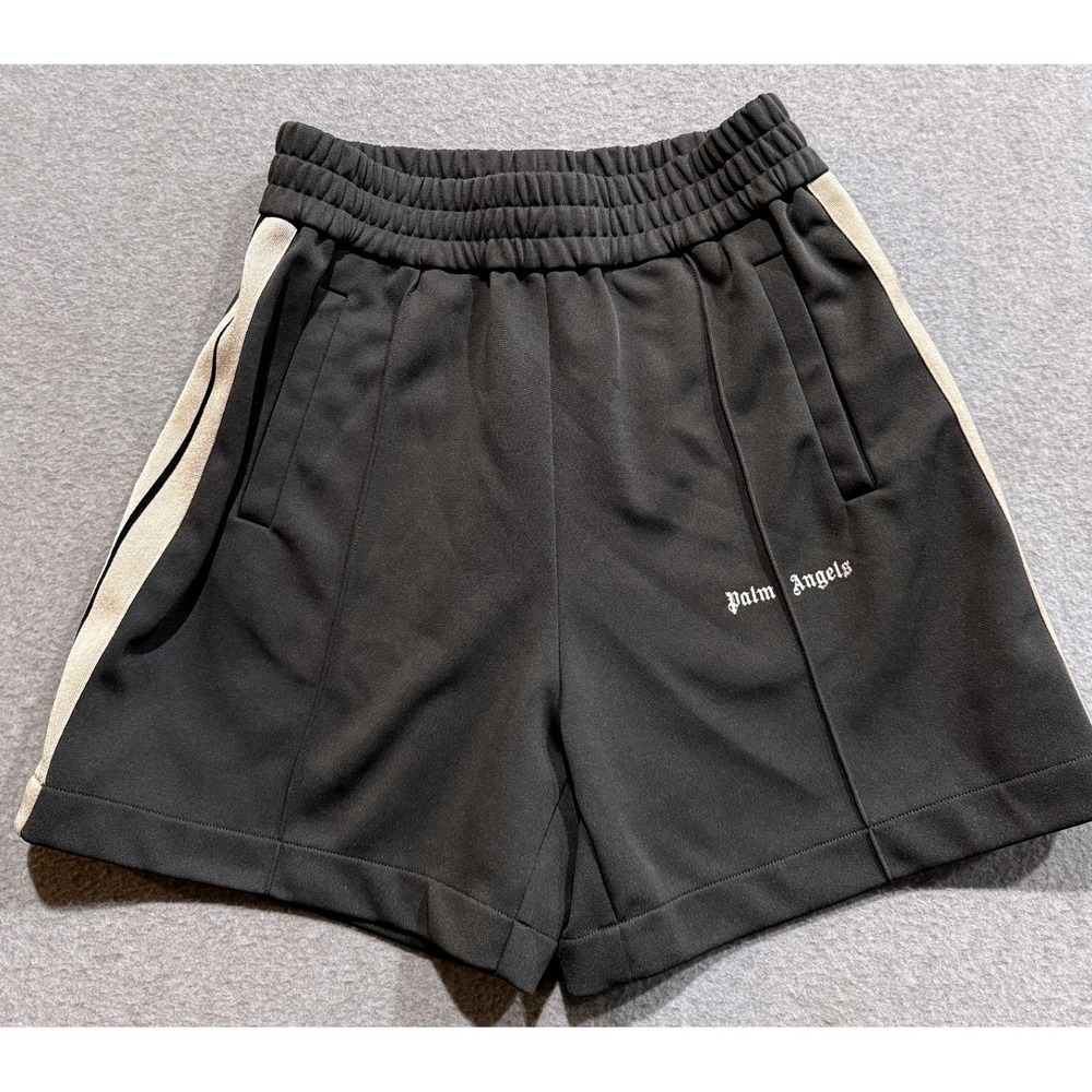 Palm Angels Mens Black Classic Track Shorts Side Stripe PMCL004F23FAB001 Size M